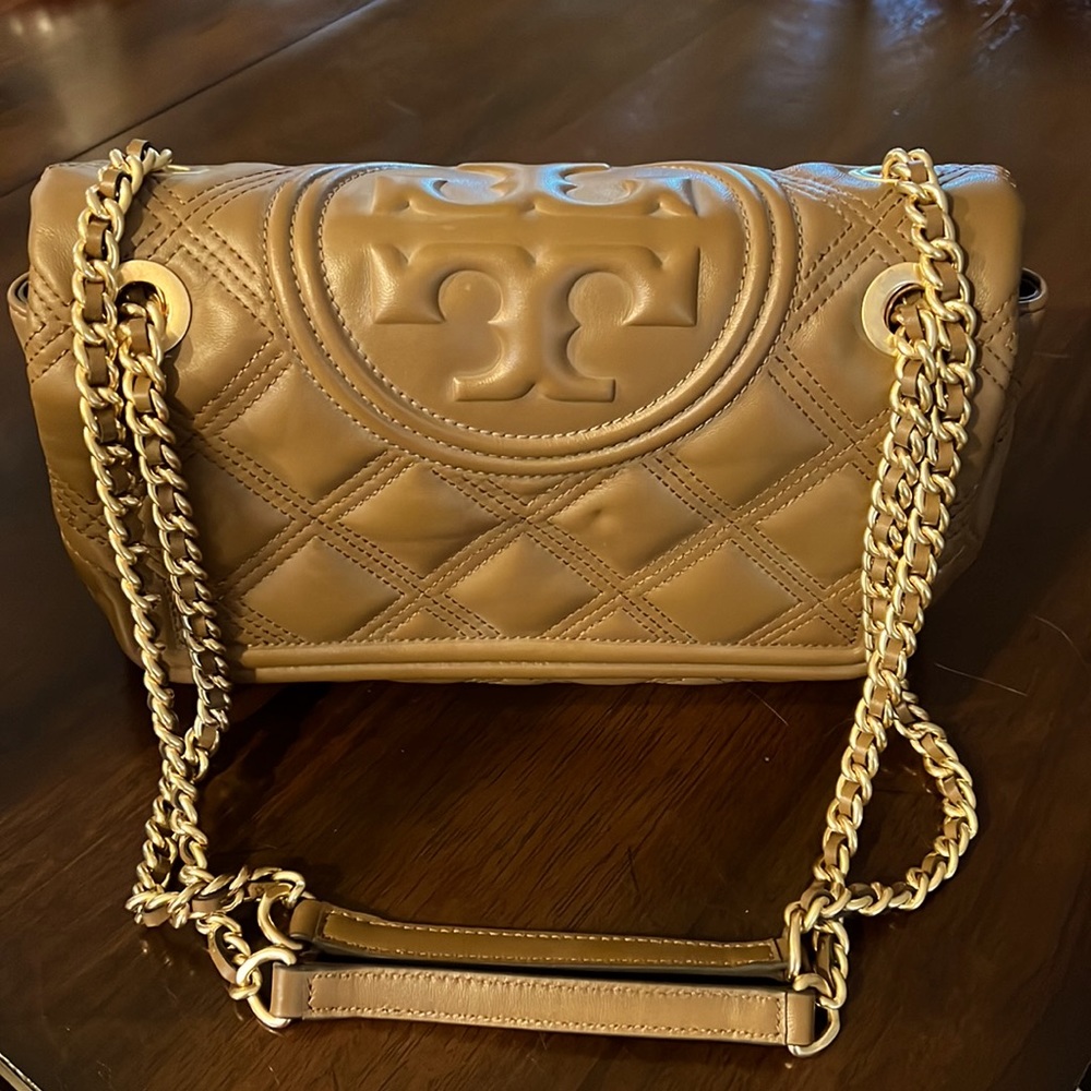 Tory Burch Quilted Shoulder Bag in Tan